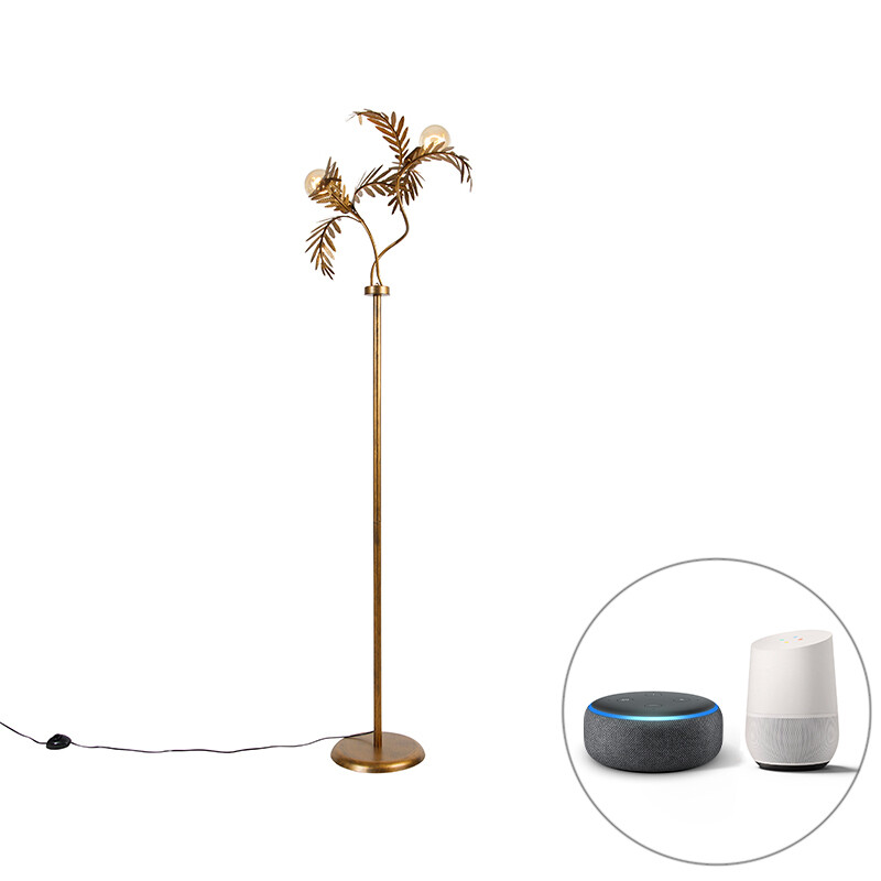Inteligentná stojaca lampa zlatá 187 cm vrátane 2 Wifi G95 - Botanica