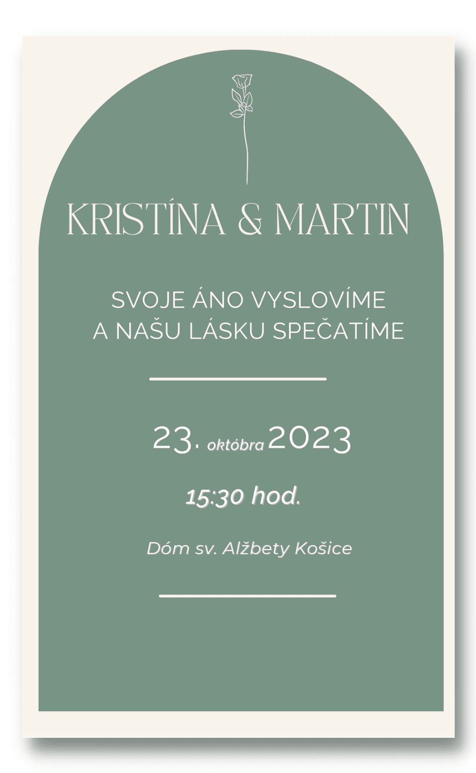 Personal Oznámenie - Greenery Rose Zvoľte množstvo: od 1 ks do 10 ks