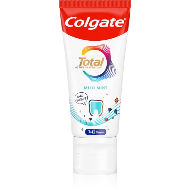Colgate Total Junior Active Prevention Mild Mint zubná pasta pre dôkladné vyčistenie zubov a ústnej dutiny 50 ml