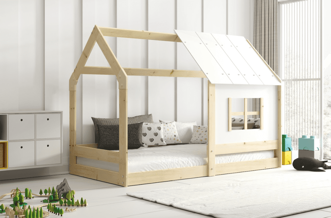 BMS Detská posteľ DOMČEK s oknom | borovica 80 x 160 cm