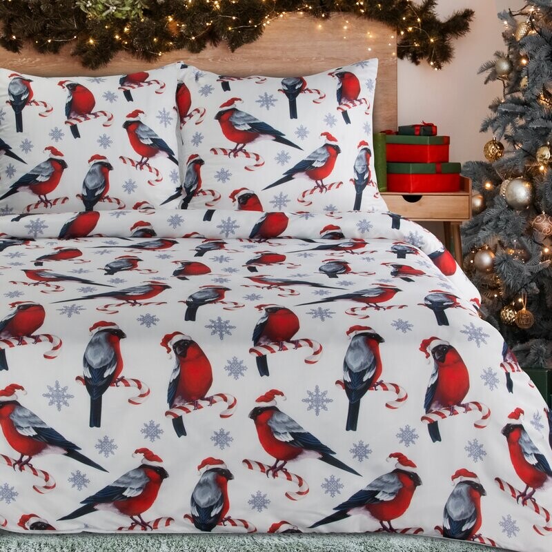 ArtFir Vianočné obliečky na jednolôžko MELODY | biela/červená 140 x 200 cm