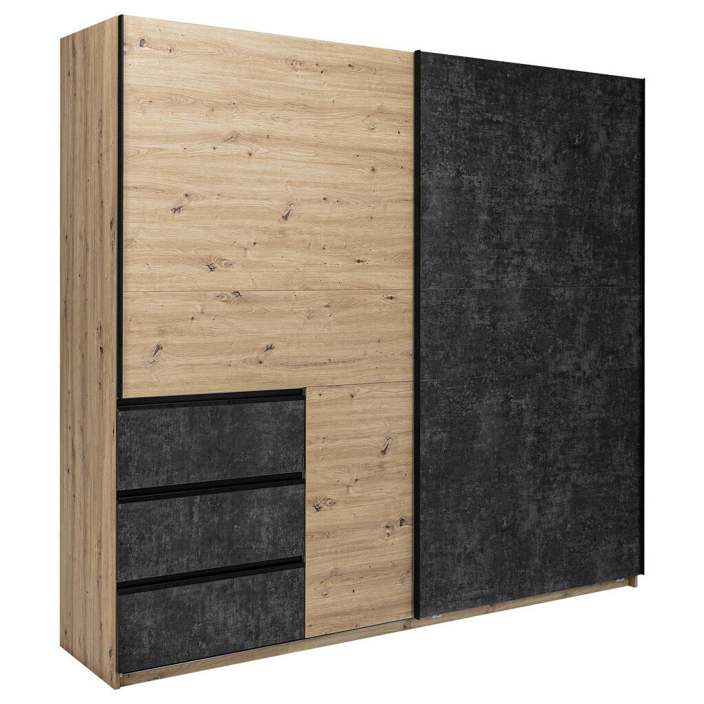 MID.YOU SKRIŇA S POSUVNÝMI DVERAMI, taupe, dub artisan, 215/205/61,5 cm