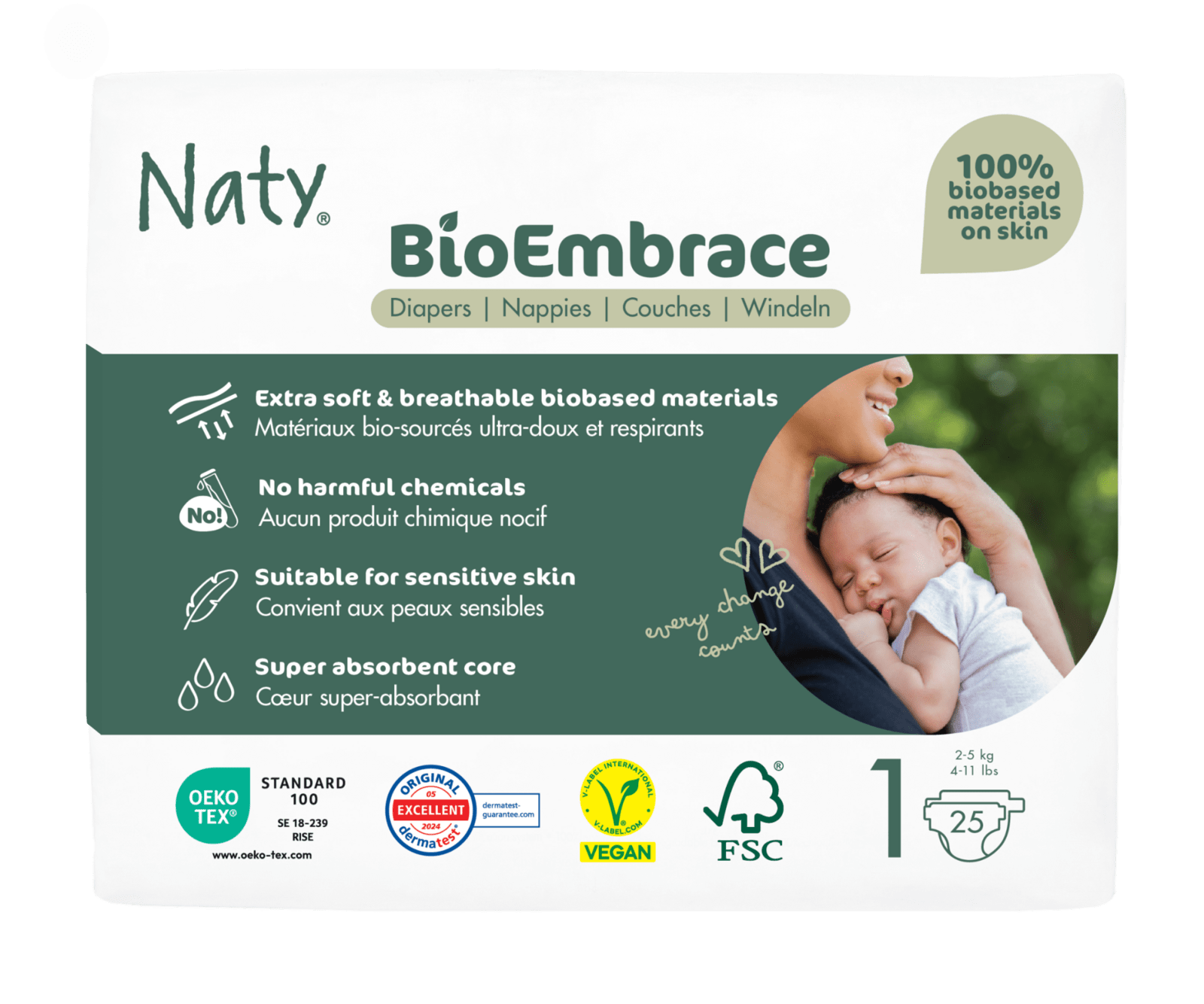 ECO BY NATY Plienky Newborn 2 - 5 kg, 25 ks