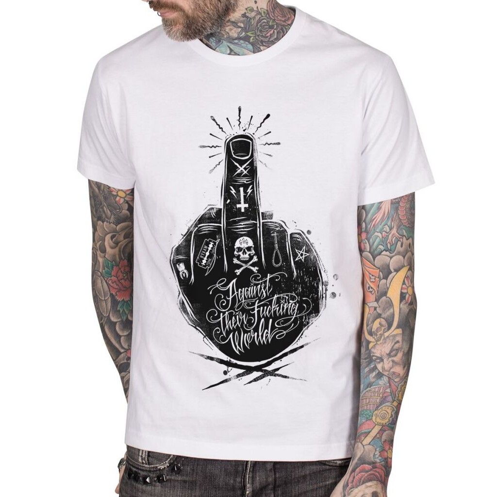 Tričko pánske Hyraw Finger - biele, XL