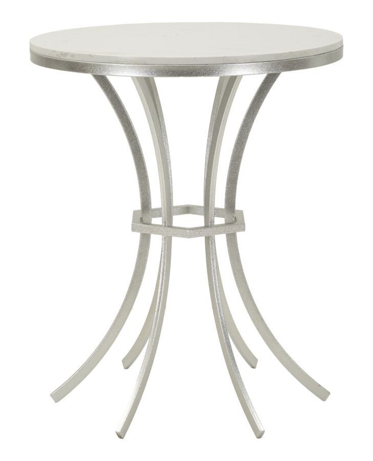 Odkládací stolek Istanbul 56 cm stříbrný/mramor