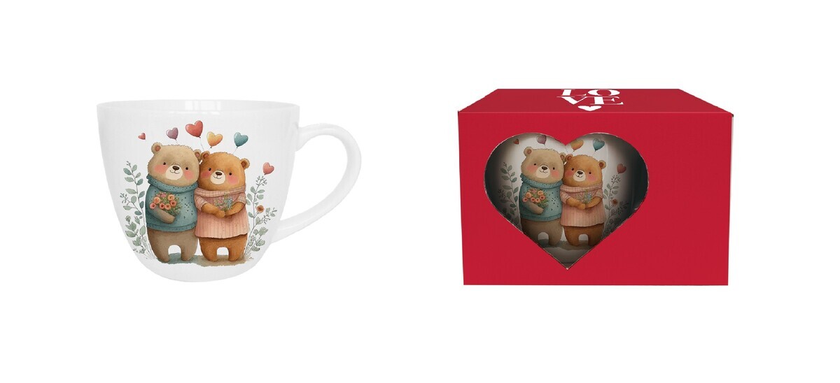 DUO - Hrnček 460ml BEARS 2, v darčekovej krabičke, porcelán
