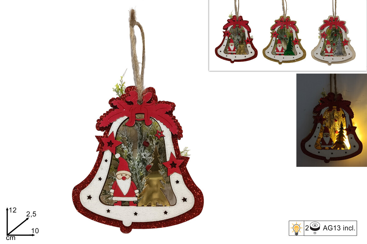 MAKRO - Dekorácia vianočný zvonček LED 12 cm rôzne motívy
