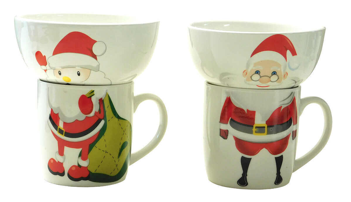 MAKRO - Hrnček 300ml a miska 300ml keramika vianočný rôzne dekory