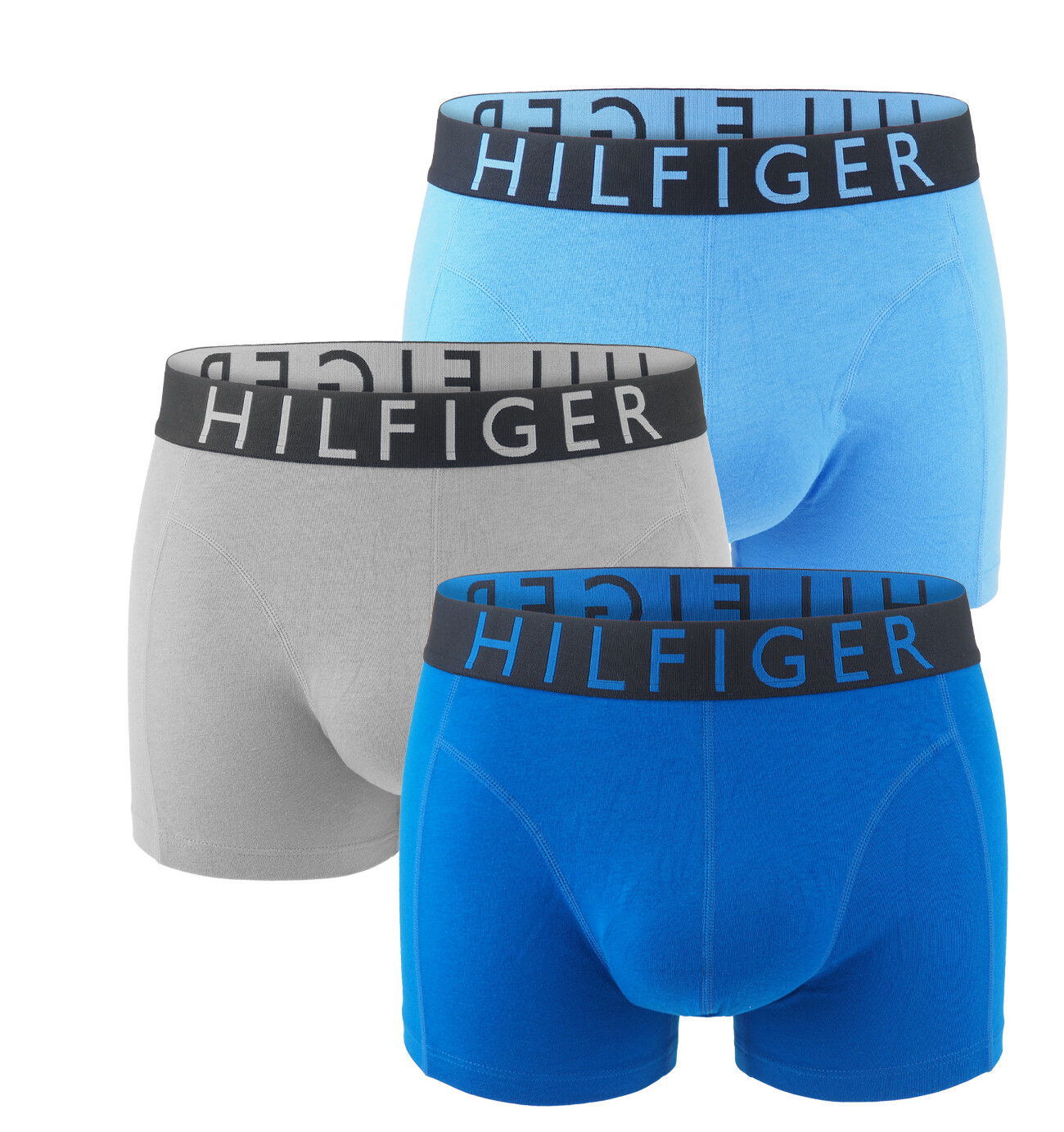 TOMMY HILFIGER - boxerky 3PACK eco cotton HILFIGER blue & silver tones