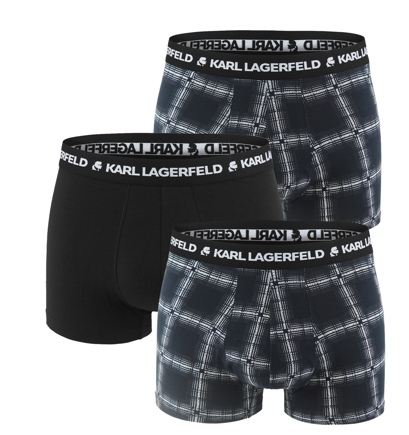 KARL LAGERFELD - boxerky 3PACK organic cotton ombre check & black color