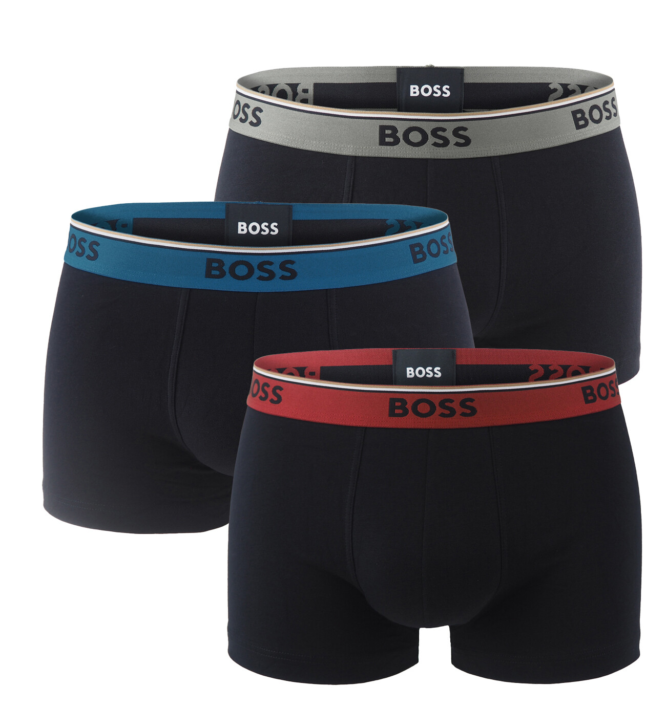 BOSS - boxerky 3PACK Power cotton stretch black / bold energy waist