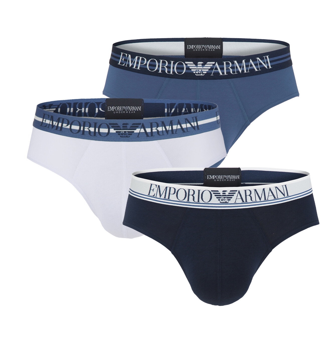 EMPORIO ARMANI - slipy 3PACK stretch cotton fashion indigo - limited edition