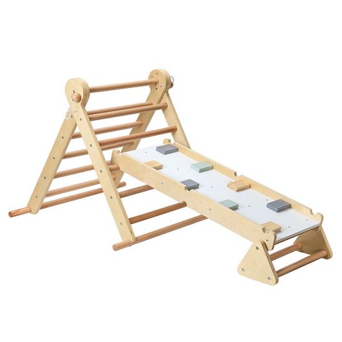 KONDELA Oprin montessori piklerovej trojuholník 3v1 prírodná / mix farieb