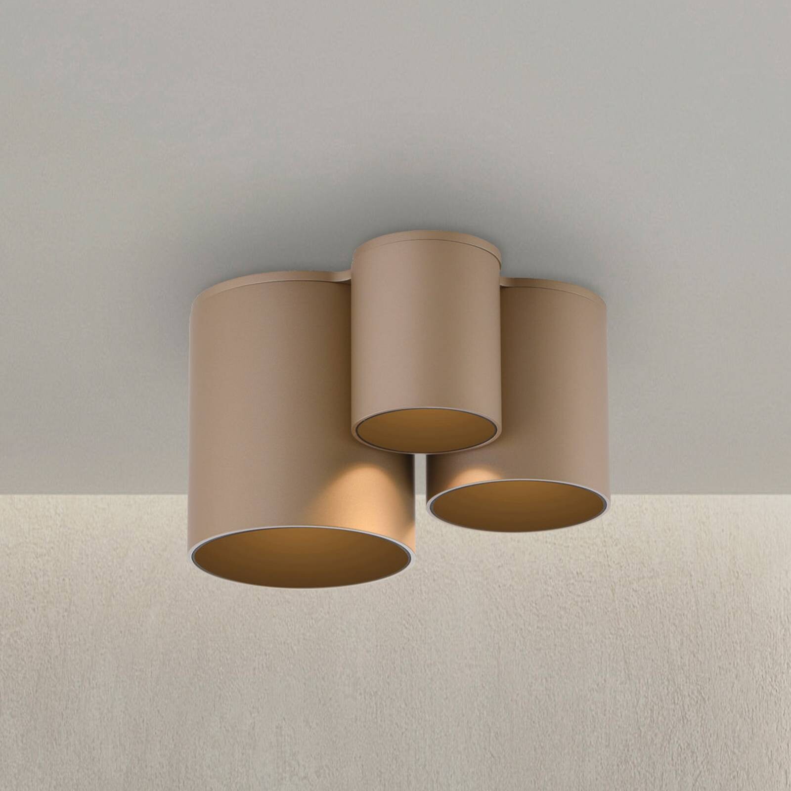PURE stropné LED svetlo do kúpeľne Point, bronzová farba, 18 cm, 3-pl.