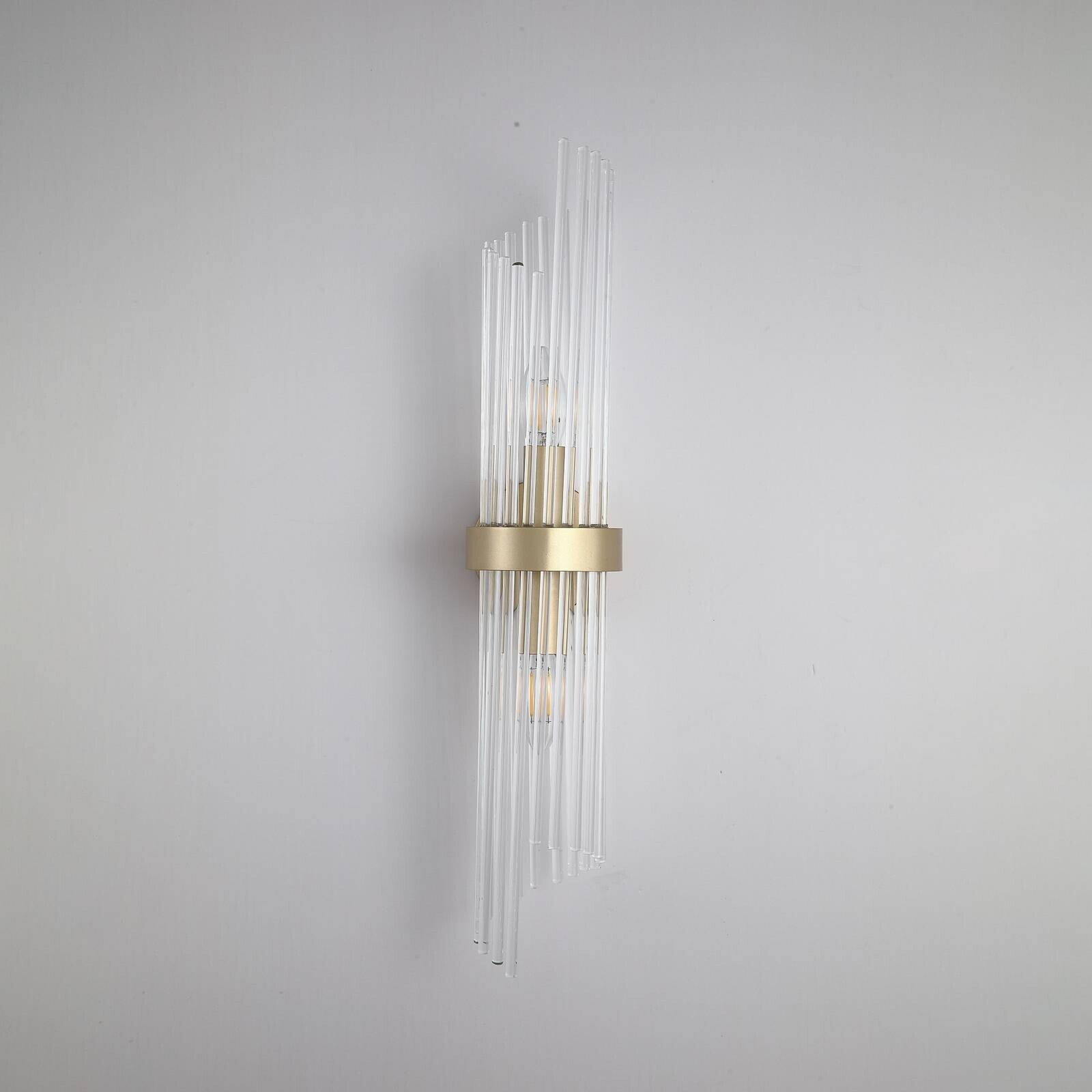 Nástenné svetlo Lara, výška 56 cm, zlatá/číra, sklo/kov