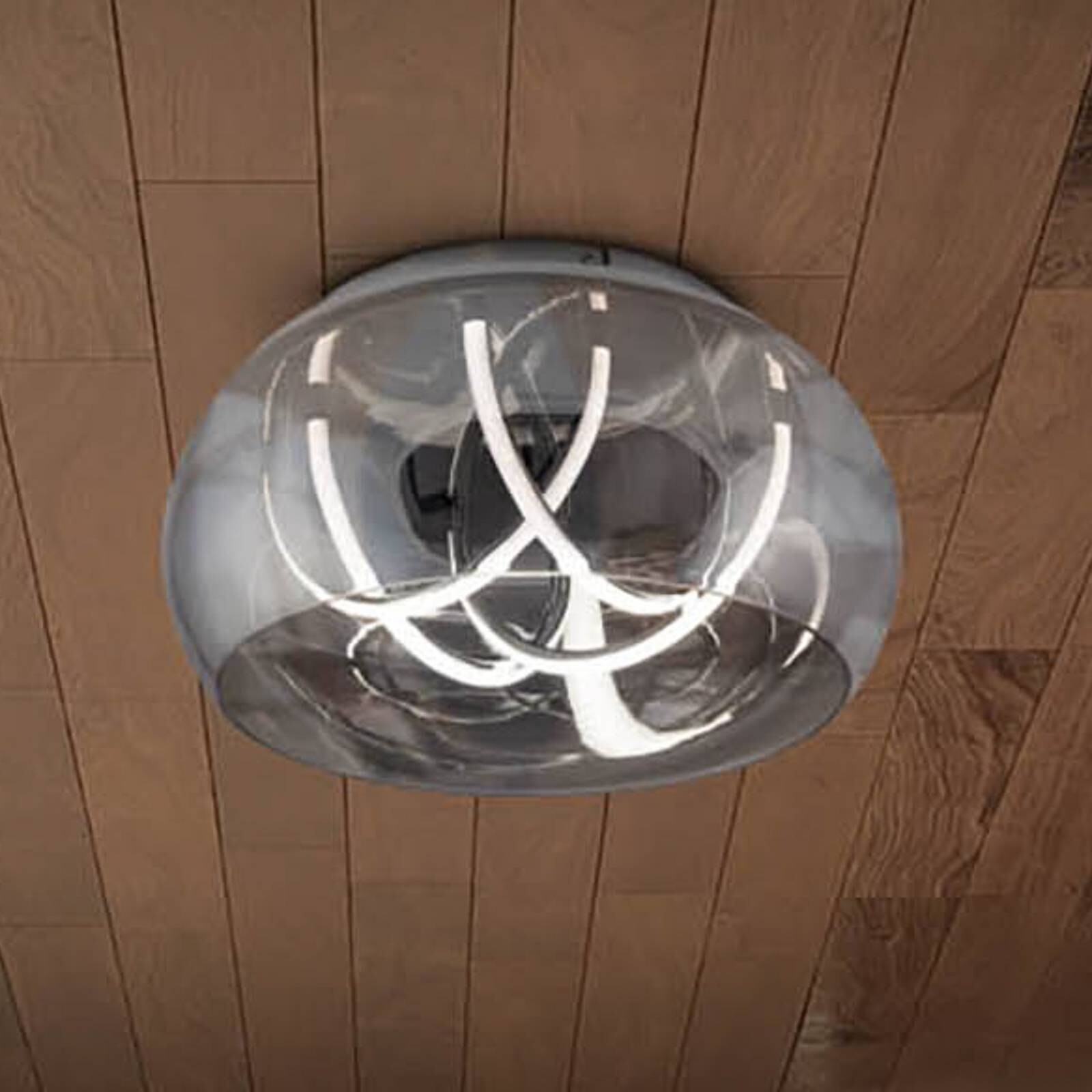 Stropné LED svetlo Malou, sklo, CCT, diaľkové ovládanie