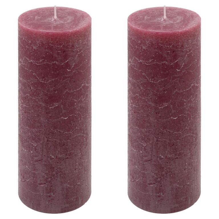 Bordó parafínová sviečka rustikálna 20 cm, 90 h, sada 2 ks
