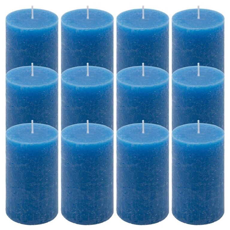 Modrá parafínová sviečka rustikálna 11,5 cm, 40 h, sada 12ks