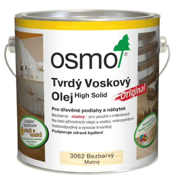 OSMO TVRDÝ VOSKOVÝ OLEJ ORIGINÁL - Olej na podlahy (3062 - bezfarebný matný, 2,5 L + 0,5 L zdarma)