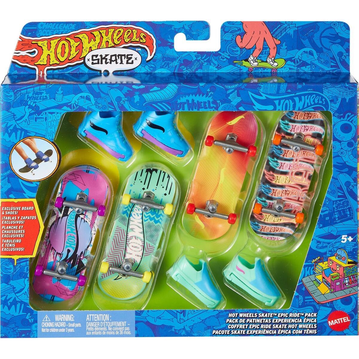 Hot Wheels Skate™ set 4 ks fingerboardov a skate topánok Tony Hawk