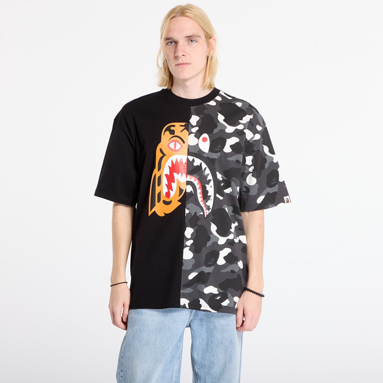Tričko A BATHING APE City Camo Tiger Shark Relaxed Fit Tee UNISEX Black L