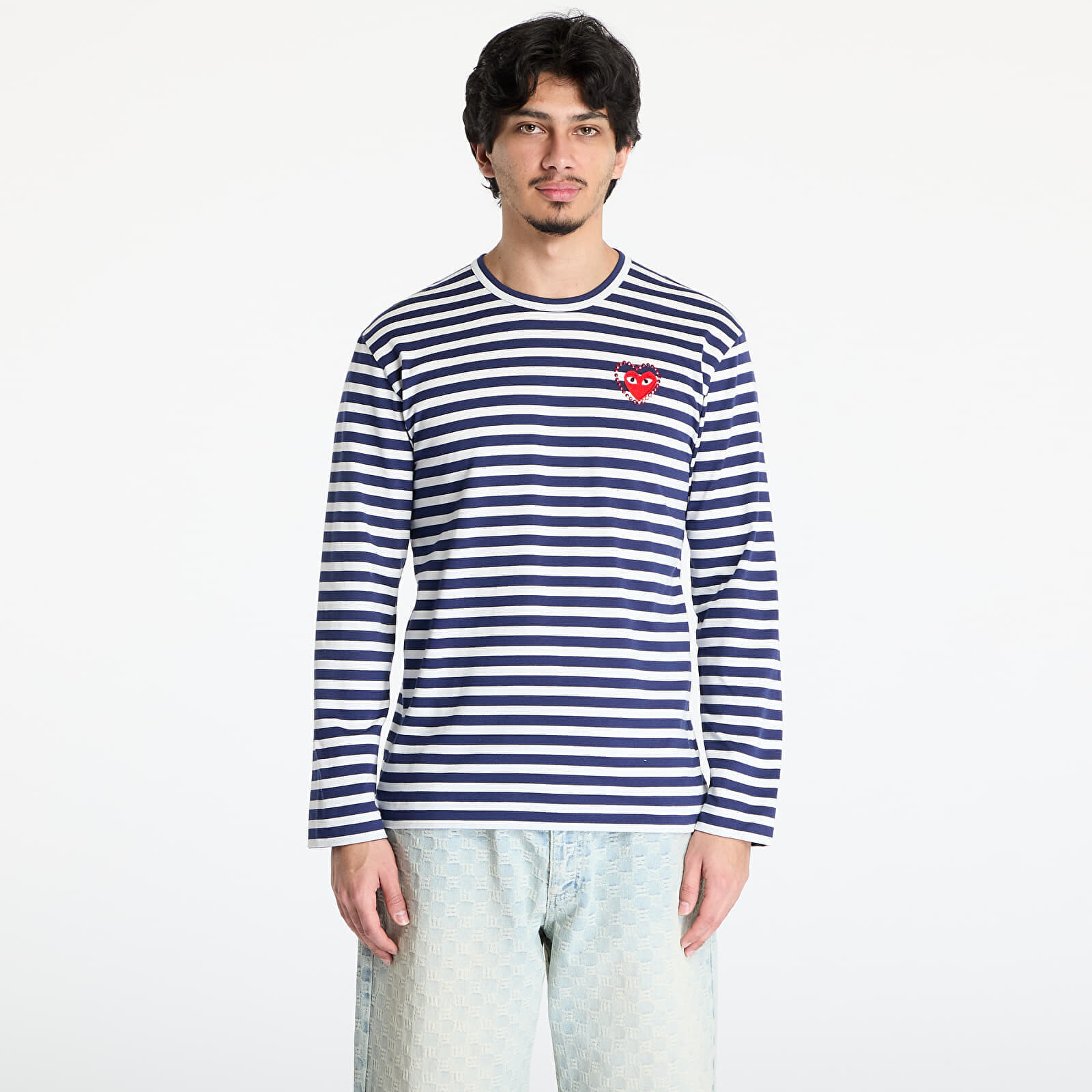 Tričko Comme des Garçons PLAY Stripe Emblem x Metalstone Long Sleeve Tee UNISEX Navy/ White XXS