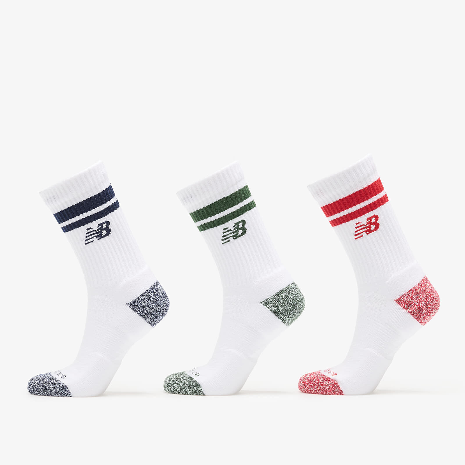 Ponožky New Balance Active Lifestyle Striped Crew Socks 3-Pack White S