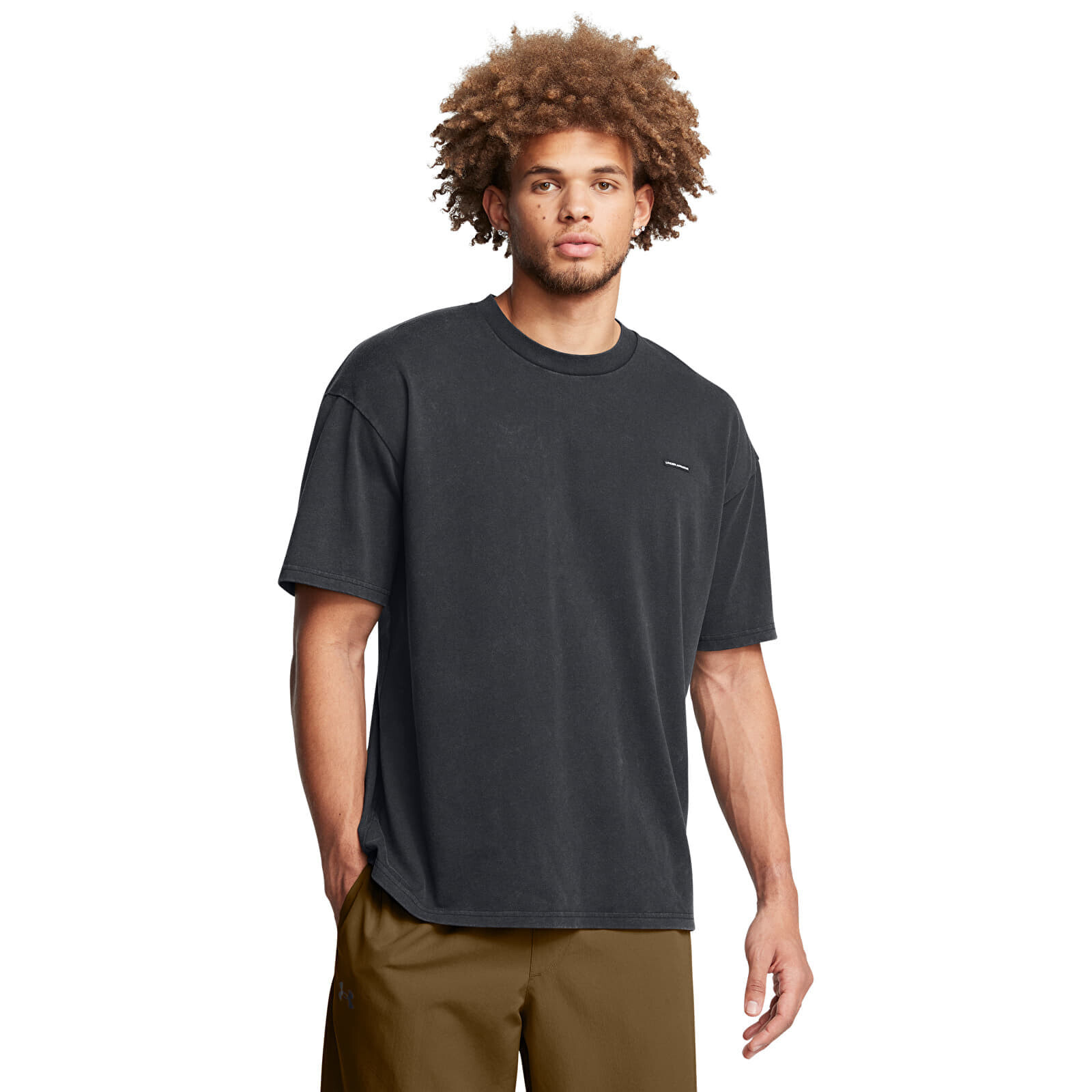 Tričko Under Armour M Hw Os Logo Wash SS T-Shirt Black L