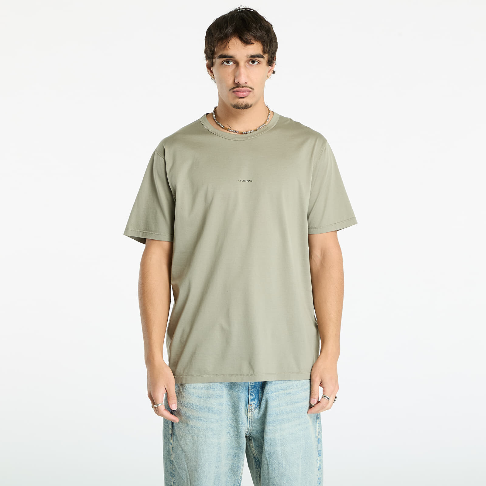 Tričko C.P. Company Mercerized 70/2 Jersey Gasato Short Sleeve Logo T-Shirt Fungi Grey L