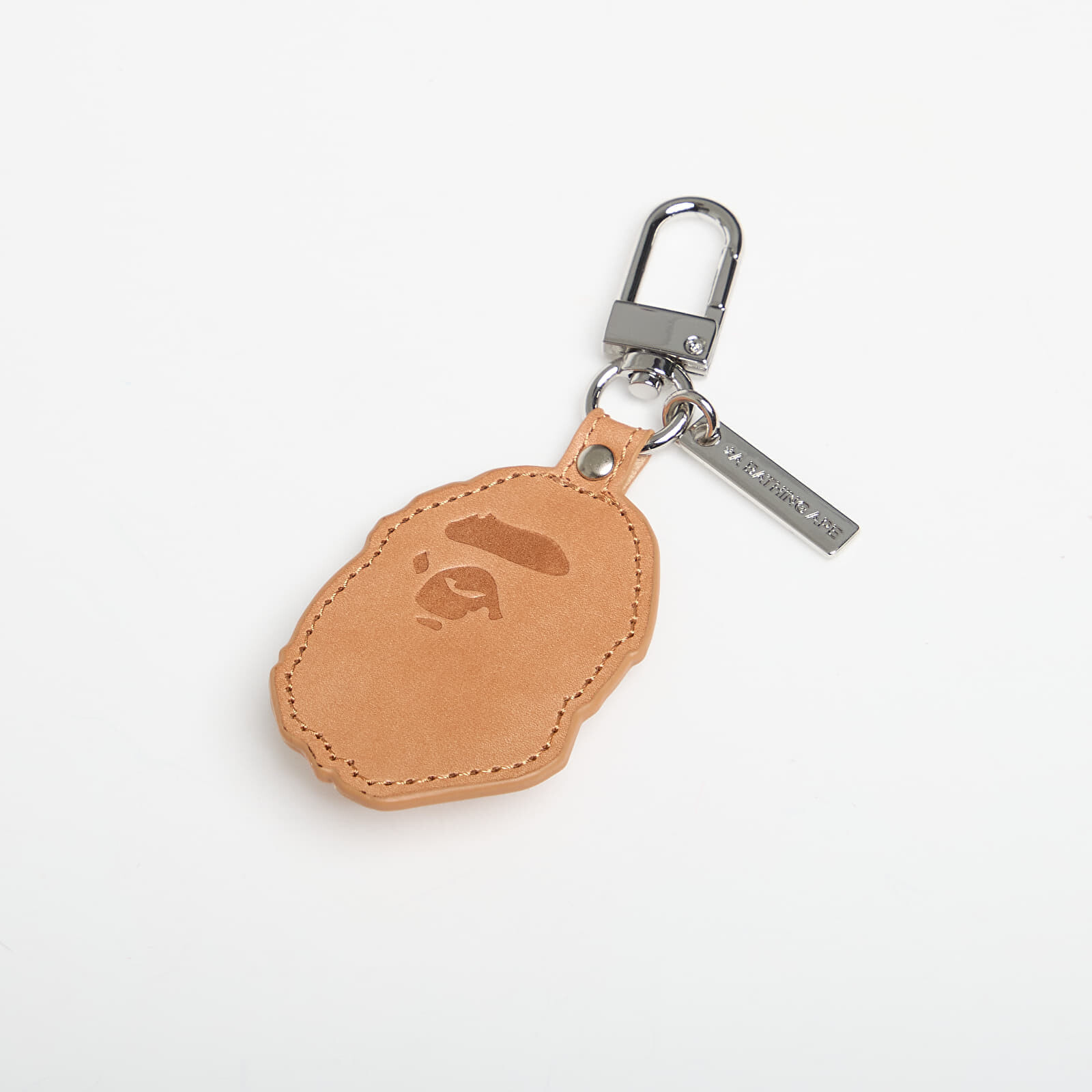 A BATHING APE Ape Head Leather Keychain Brown Universal