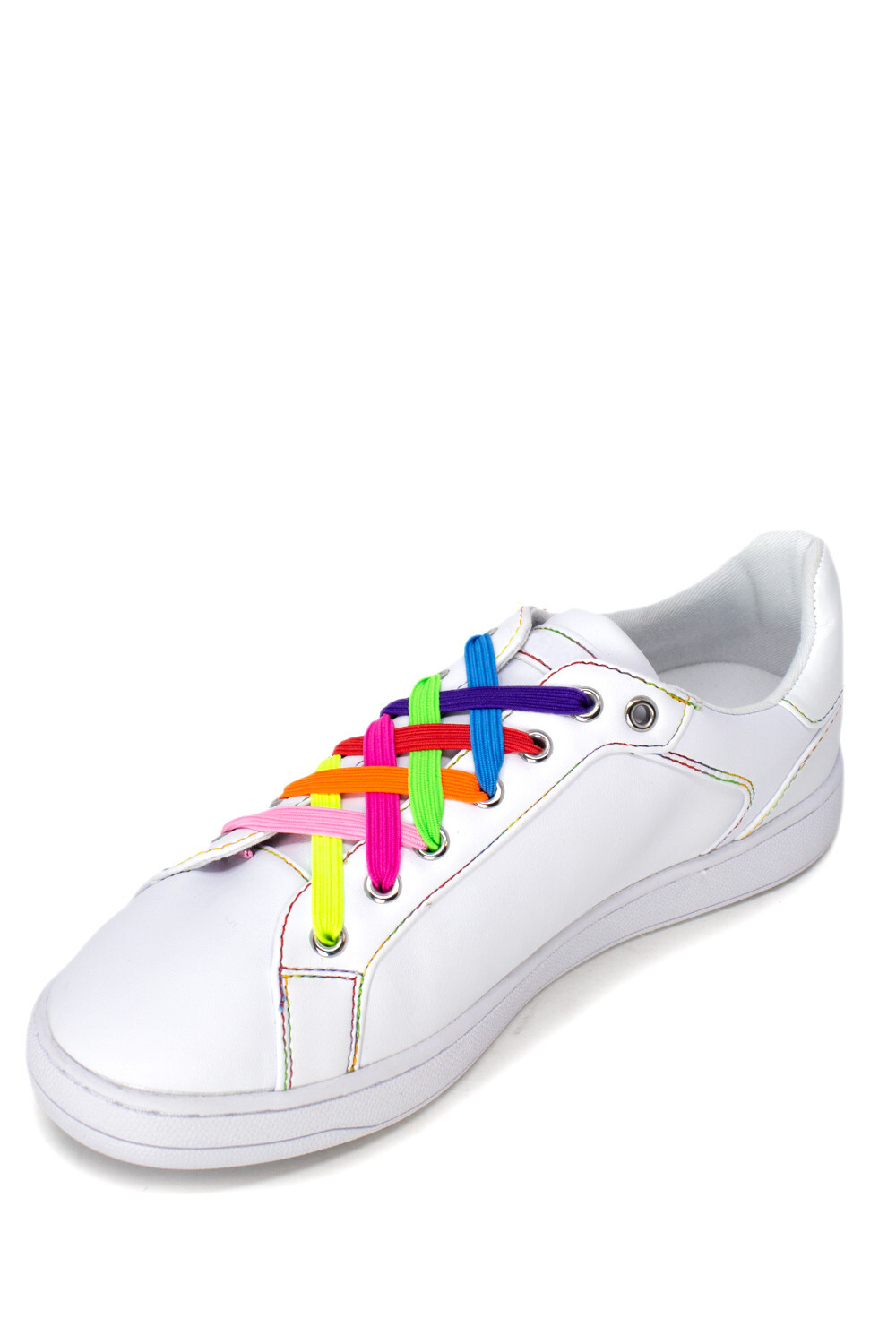 Biele pánske tenisky s farebnými šnúrkami