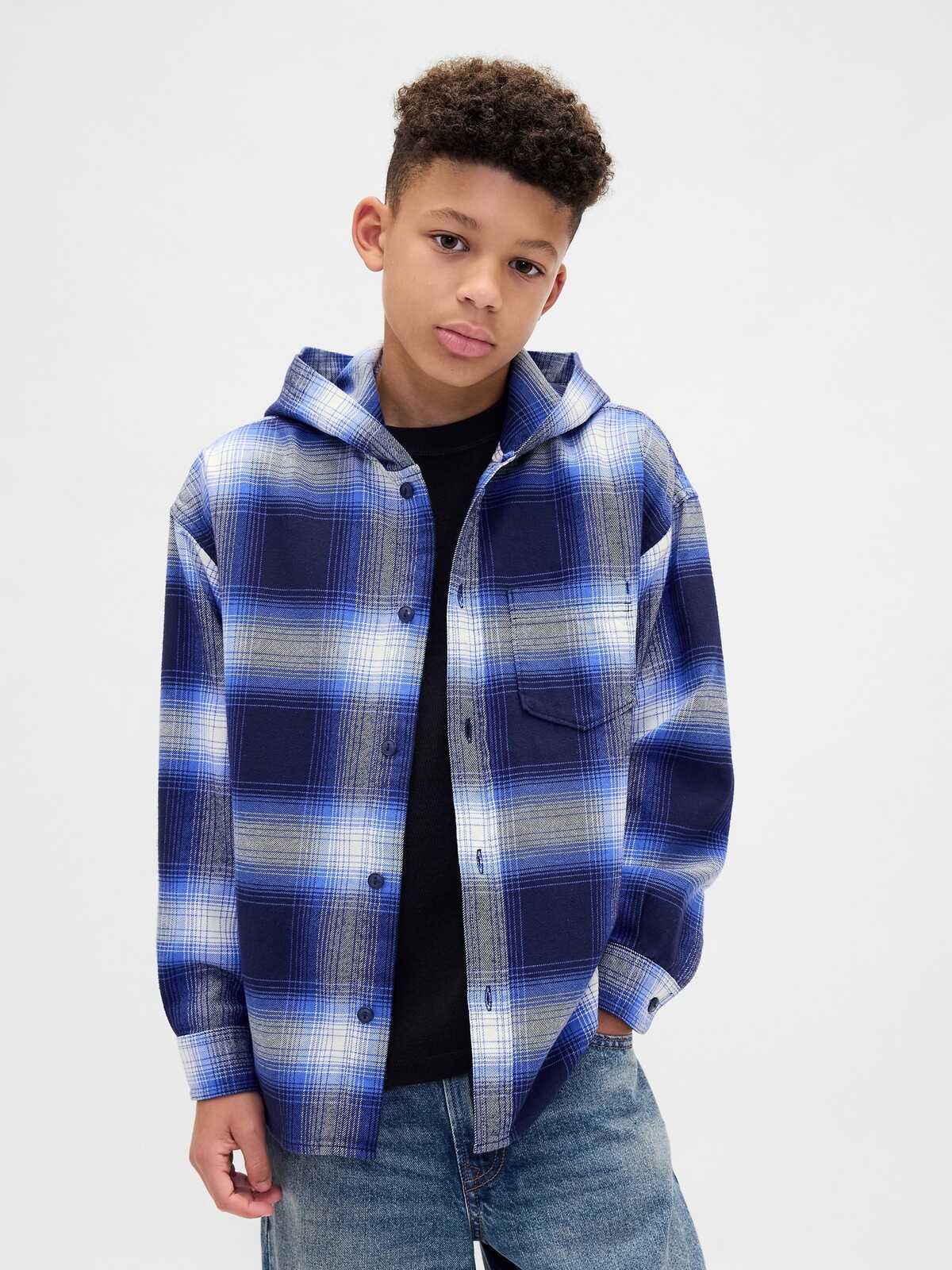 GAP Children's Flannel Shirt with Hoodie - Boys