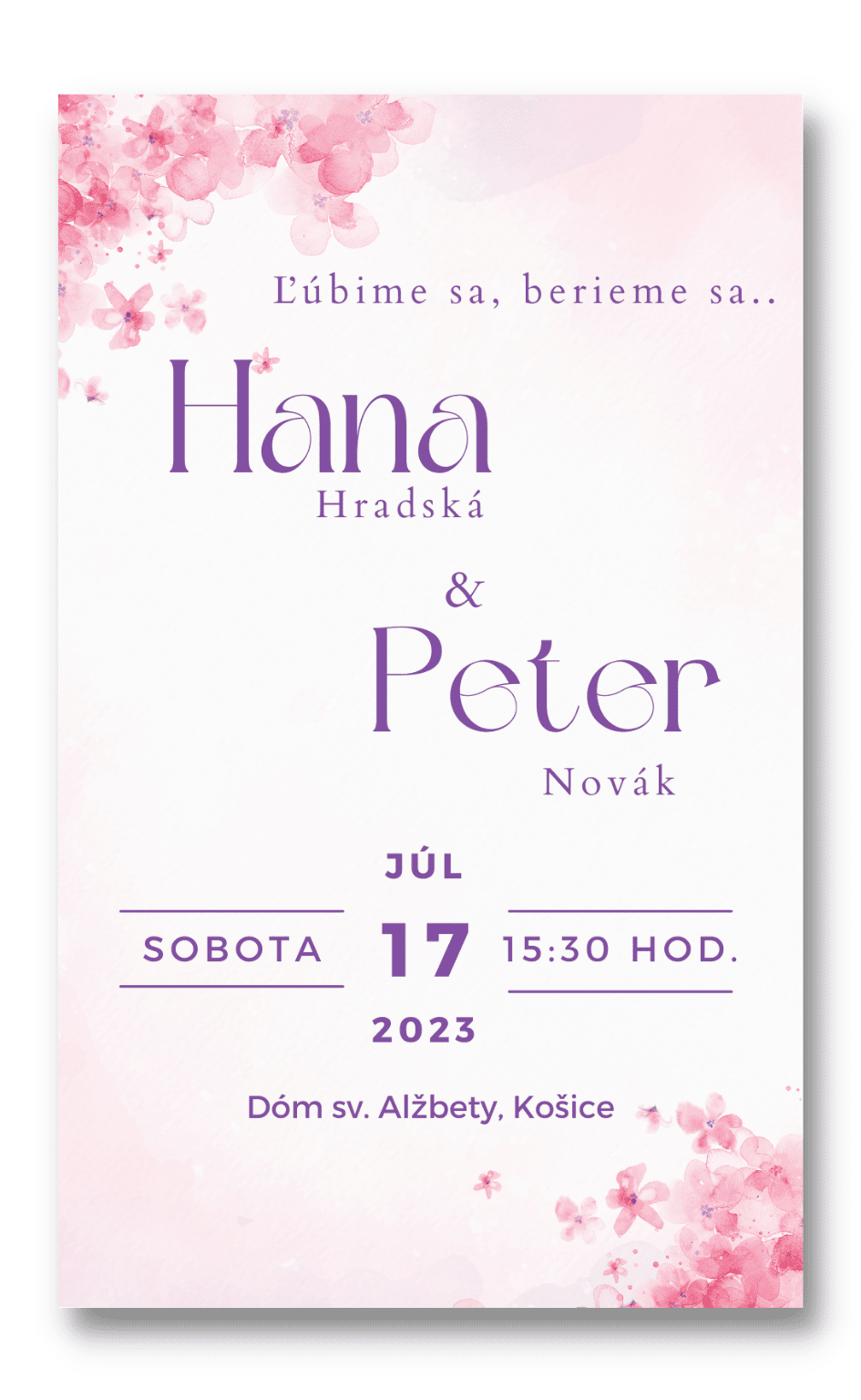 Personal Oznámenie - Ružové kvetiny Zvoľte množstvo: od 1 ks do 10 ks