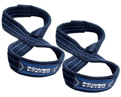 Power system silový popruh lifting straps figure 8 - čierna + modrá l
