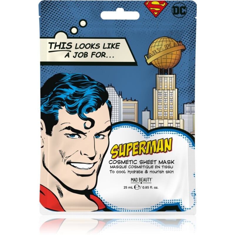 Mad Beauty DC Superman plátenná maska s kyselinou hyalurónovou 25 ml
