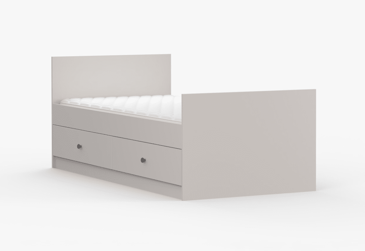 ArtIdz Posteľ ELFI II s roštom | kašmír 90 x 200 cm Farba: Sivé  úchytky