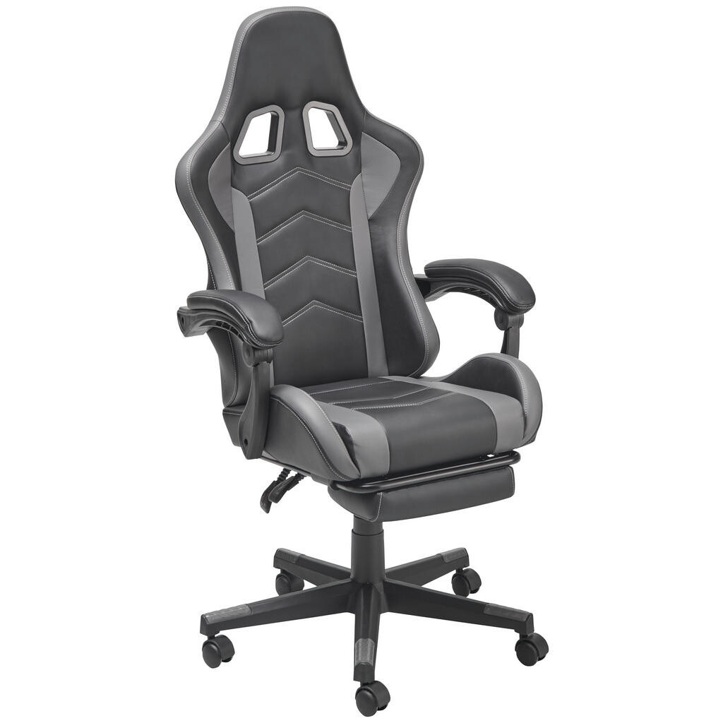 MID.YOU HERNÁ STOLIČKA, vzhľad kože, sivá, čierna