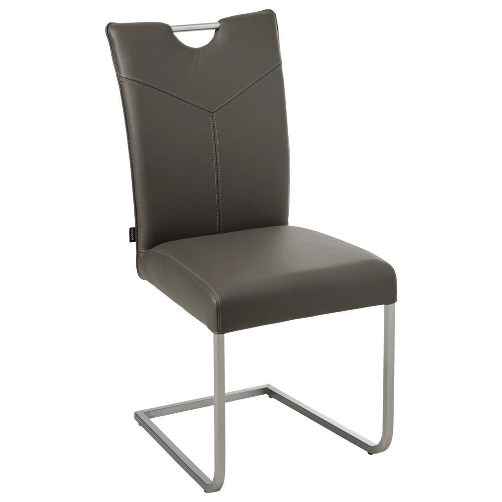 Novel STOLIČKA S PRUŽNÝM PODNOŽÍM, hnedá, farba ušľachtilej ocele