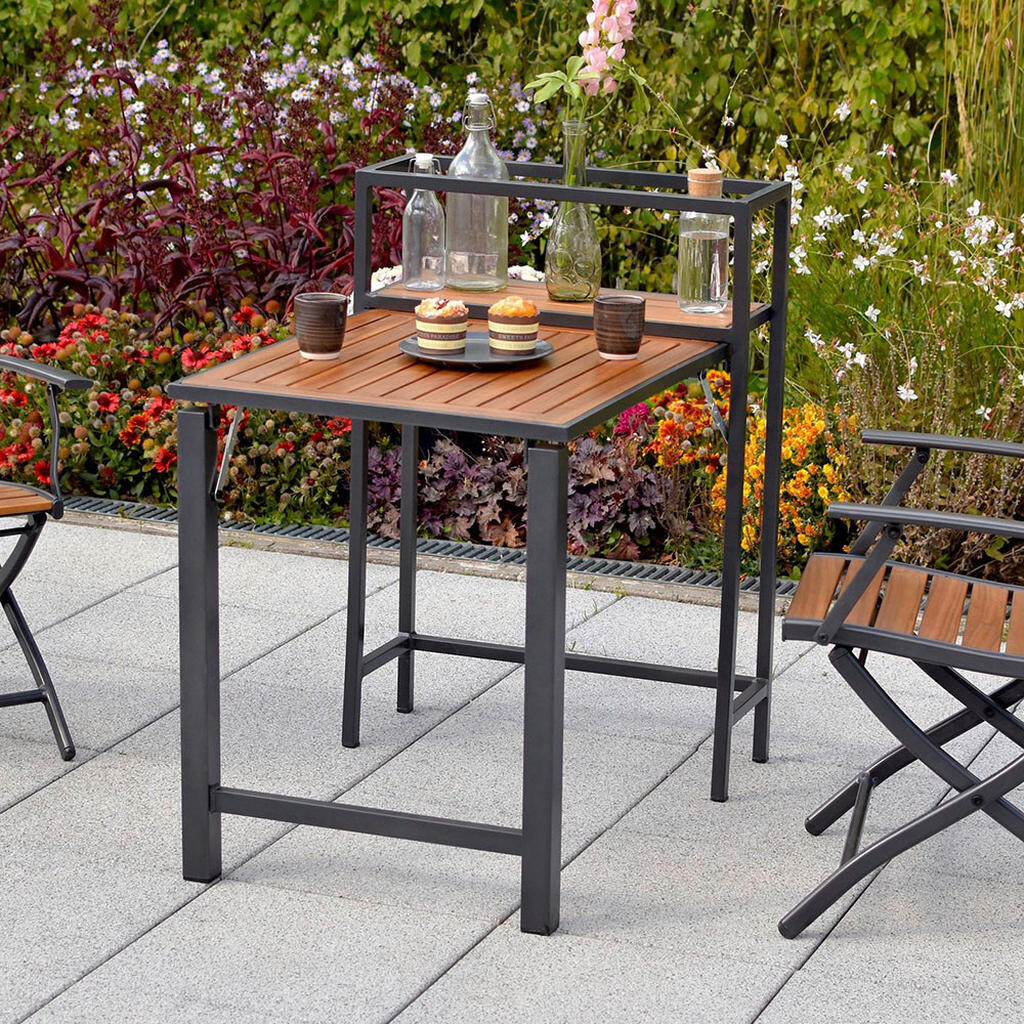 Gardenson STÔL NA BALKÓN, drevo, kov, 55/75/73 cm