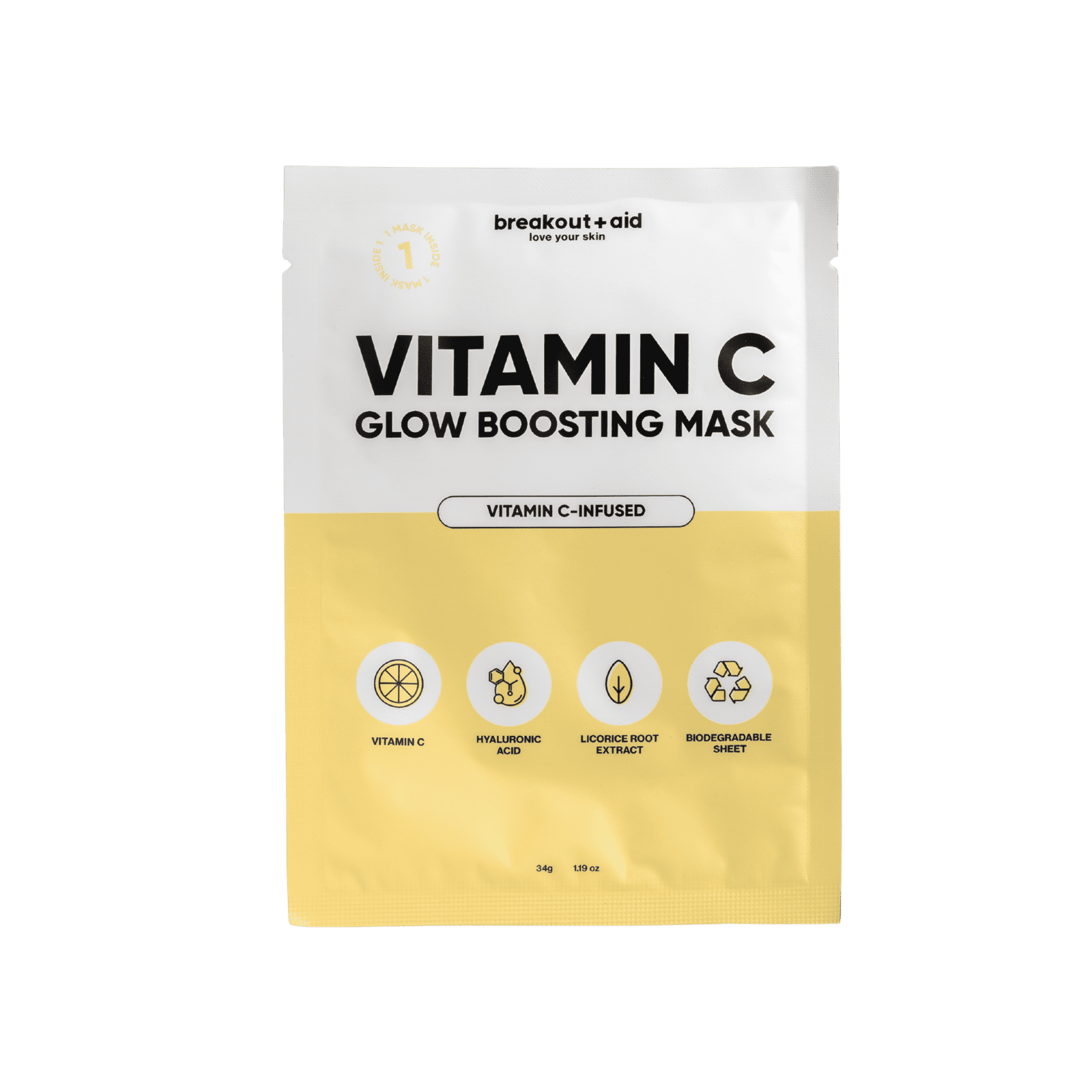 BREAKOUT+AID Rozjasňujúca maska ​​s vitamínom C 34 g