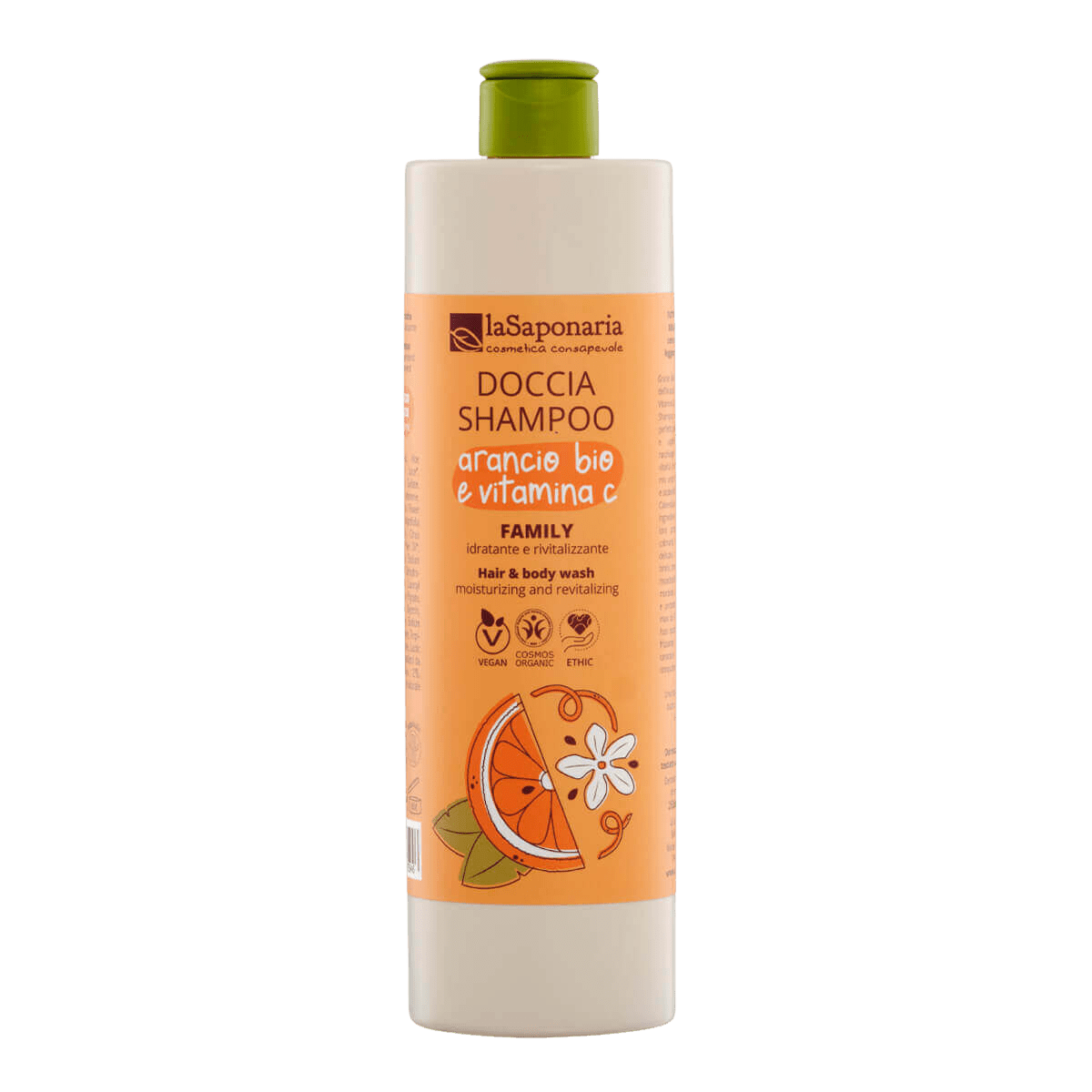 LASAPONARIA Sprchový gél a šampón 2v1 s BIO pomarančom a vit. C pre celú rodinu 500 ml
