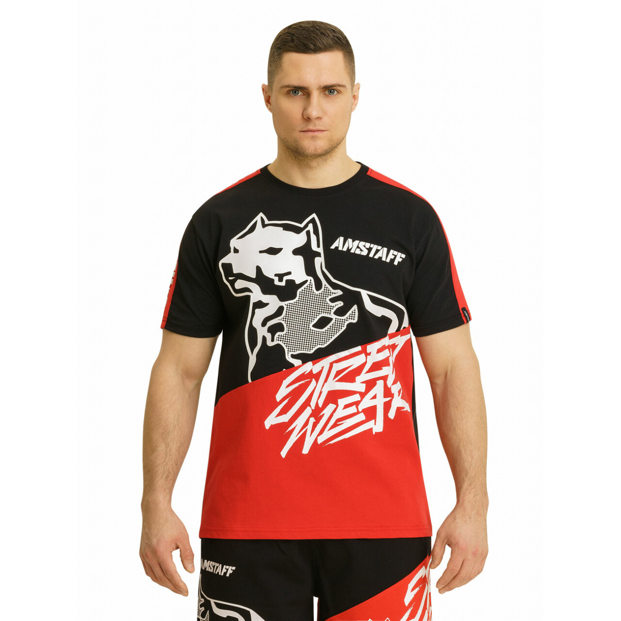 Tričko pánske Amstaff Faras - čierne-červené, L