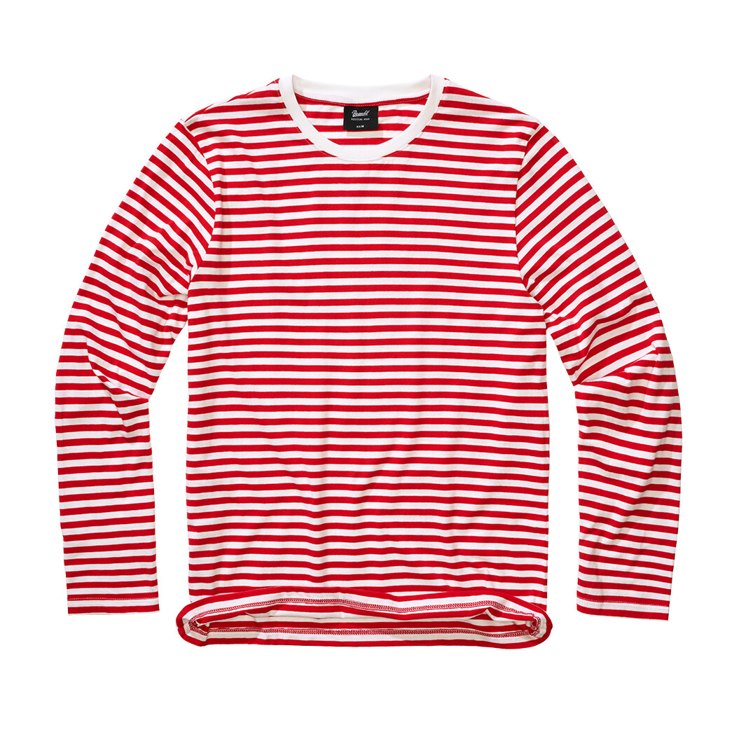 Tričko s dlhým rukávom Brandit Jerseyshirt Stripe Long - červené-biele, S