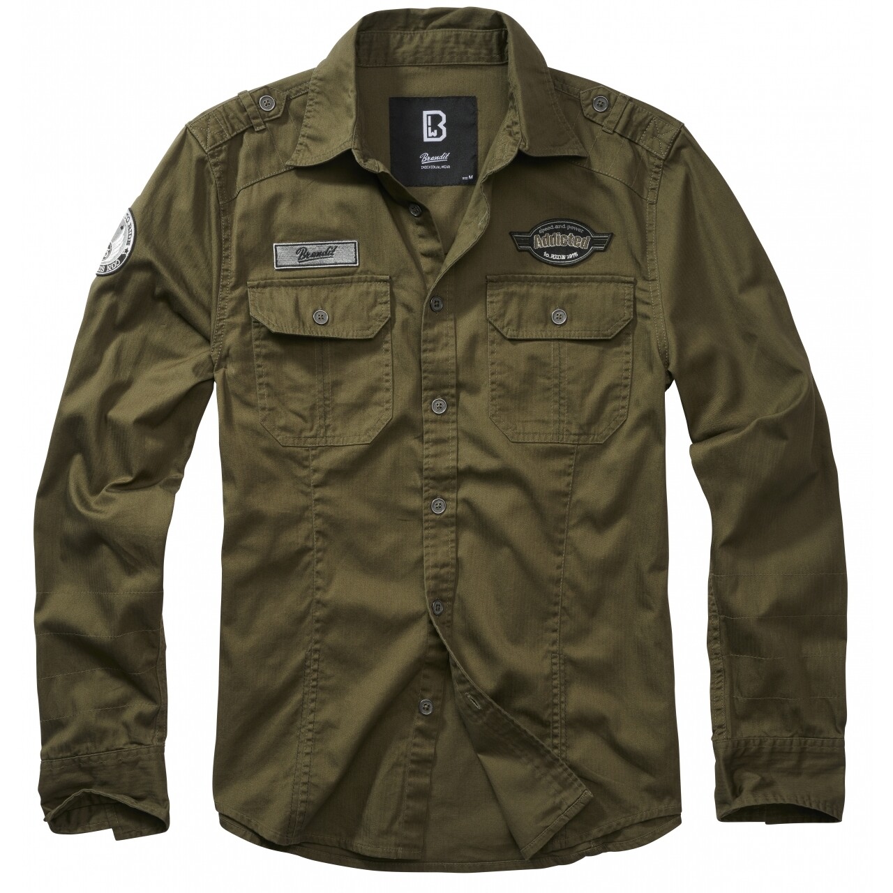 Košeľa s dlhým rukávom Brandit Luis Vintageshirt - olivová, S