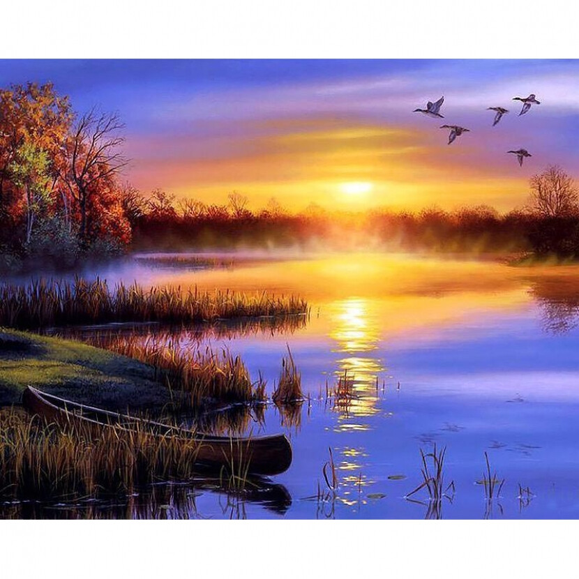 Diamantové maľovanie Západ slnka - farebné