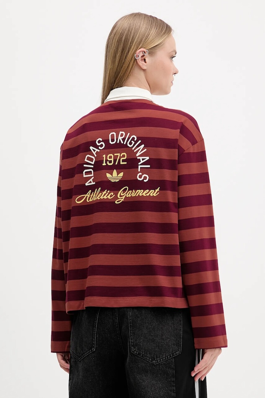 Bavlnené tričko s dlhým rukávom adidas Originals LS GFX POLO červená farba, KF2323