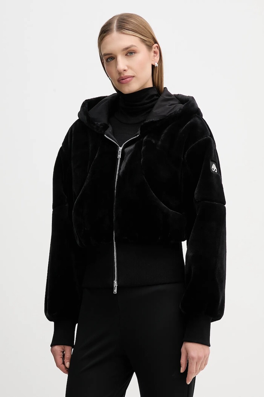 Bunda MOOSE KNUCKLES Rose čierna farba, prechodná, oversize, M15LS643