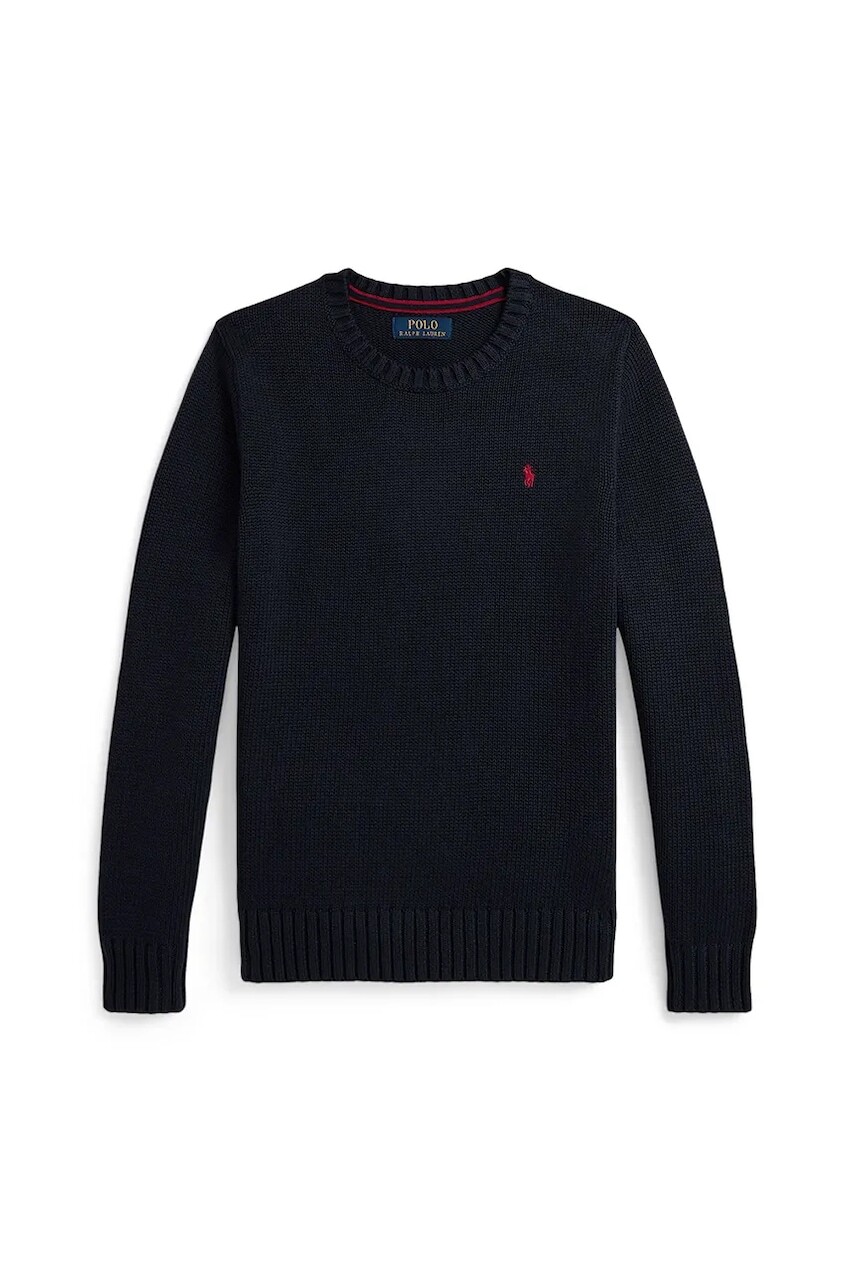 Detská bavlnená mikina Polo Ralph Lauren tmavomodrá farba, jednofarebná, 323970429005