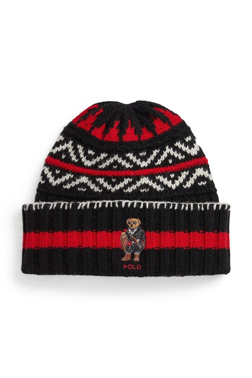 Čiapka s prímesou vlny Polo Ralph Lauren čierna farba, 449P02188