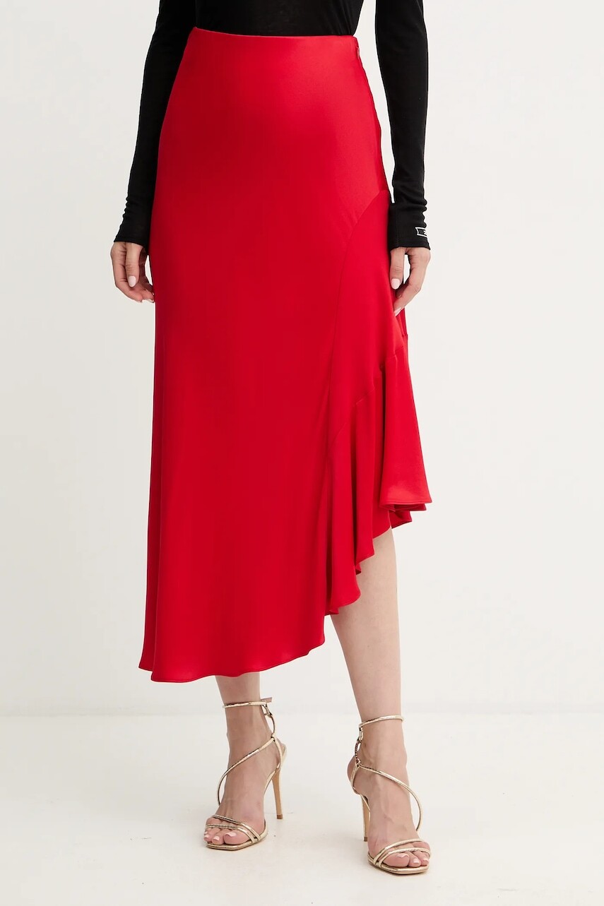 Sukňa Twinset červená farba, midi, rovný strih, 252LI2TCC